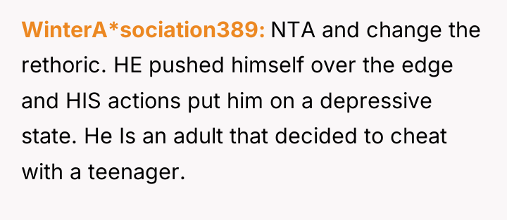 WinterA*sociation389 NTA and change the rethoric. HE pushed himself over...
