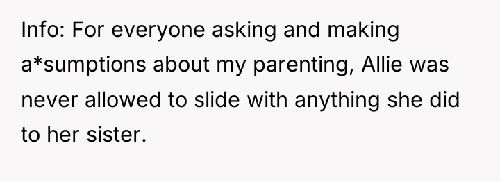 Info: For everyone asking and making a*sumptions about my parenting,...