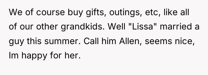 We of course buy gifts, outings, etc, like all of...