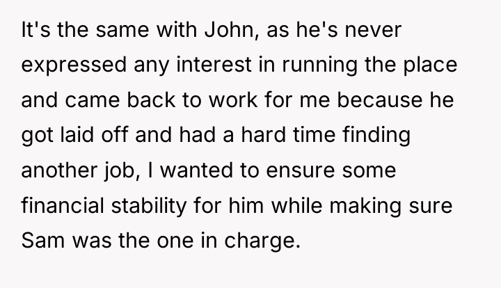 It's the same with John, as he's never expressed any...