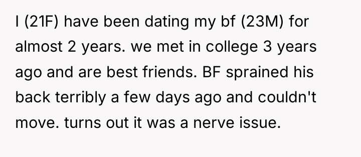I (21F) have been dating my bf (23M) for almost...