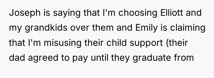 Joseph is saying that I'm choosing Elliott and my grandkids...