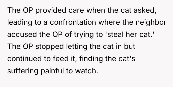 The OP provided care when the cat asked, leading to...