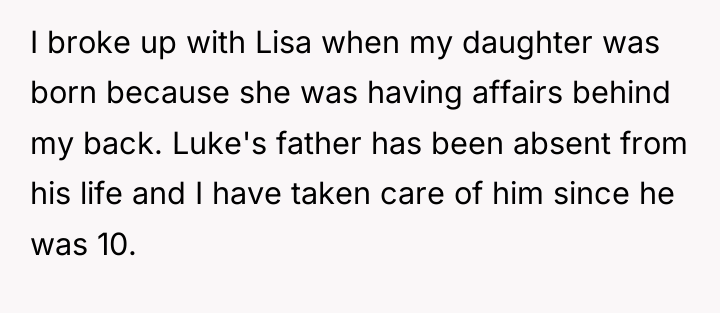 I broke up with Lisa when my daughter was born...