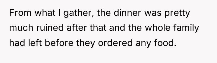 From what I gather, the dinner was pretty much ruined...