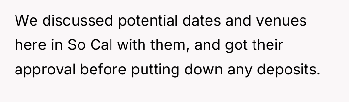 We discussed potential dates and venues here in So Cal...