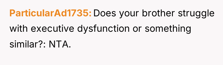 ParticularAd1735 Does your brother struggle with executive dysfunction or something...