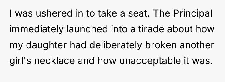 I was ushered in to take a seat. The Principal...