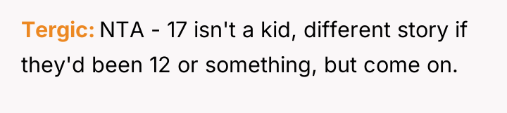 Tergic NTA - 17 isn't a kid, different story if...