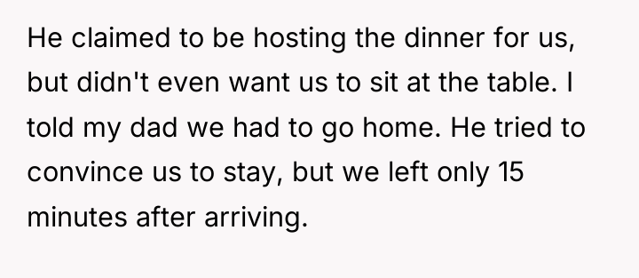 He claimed to be hosting the dinner for us, but...