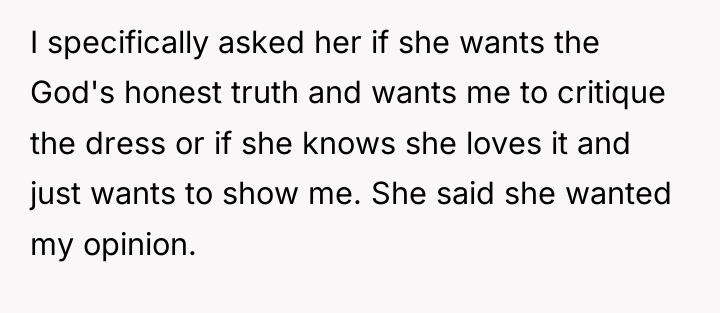 I specifically asked her if she wants the God's honest...