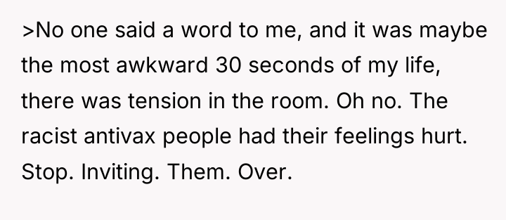 >No one said a word to me, and it was...