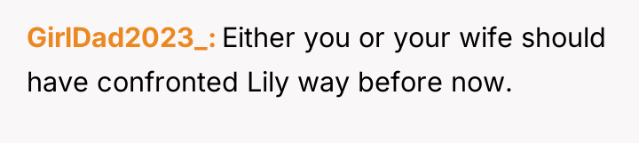 GirlDad2023_ Either you or your wife should have confronted Lily...