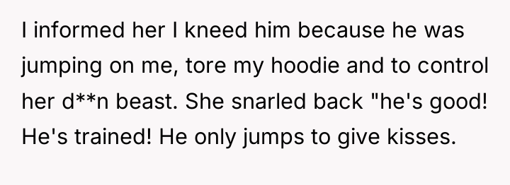 I informed her I kneed him because he was jumping...