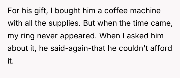 For his gift, I bought him a coffee machine with...