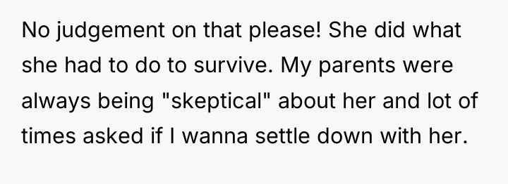 No judgement on that please! She did what she had...