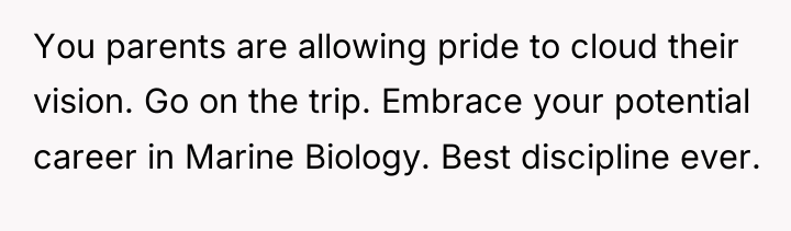 You parents are allowing pride to cloud their vision. Go...