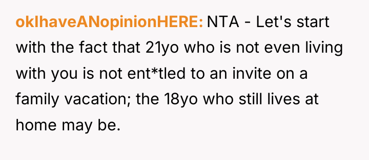okIhaveANopinionHERE NTA - Let's start with the fact that 21yo...