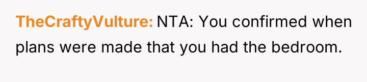 TheCraftyVulture NTA: You confirmed when plans were made that you...