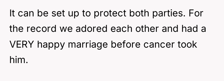 It can be set up to protect both parties. For...
