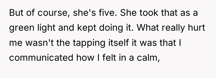 But of course, she's five. She took that as a...