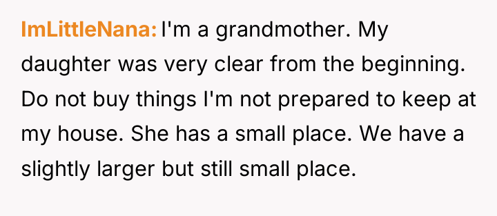 ImLittleNana I'm a grandmother. My daughter was very clear from...
