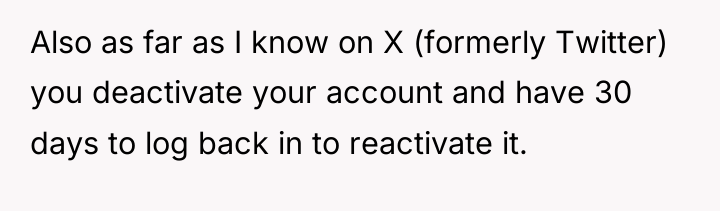 Also as far as I know on X (formerly Twitter)...