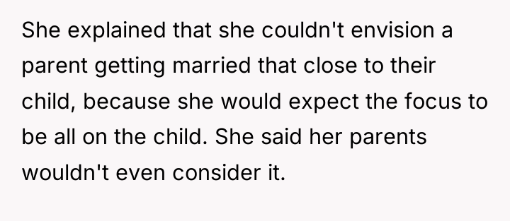 She explained that she couldn't envision a parent getting married...