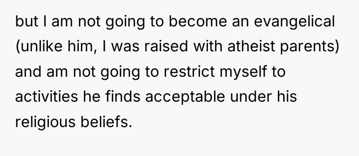 but I am not going to become an evangelical (unlike...