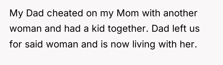 My Dad cheated on my Mom with another woman and...