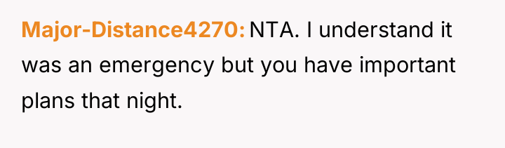 Major-Distance4270 NTA. I understand it was an emergency but you...