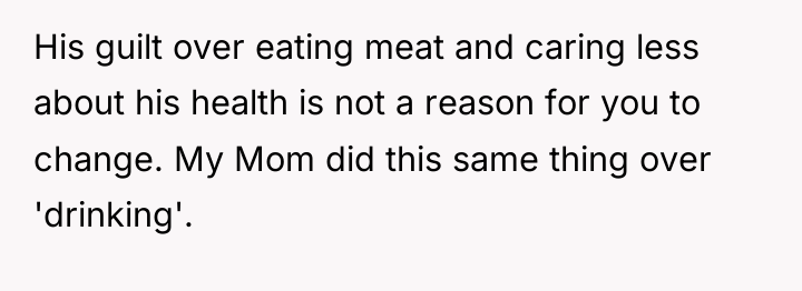 His guilt over eating meat and caring less about his...