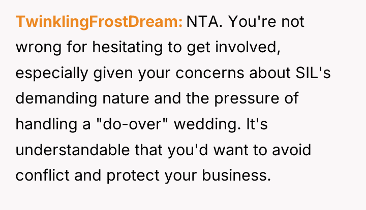 TwinklingFrostDream NTA. You're not wrong for hesitating to get involved,...