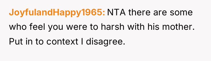 JoyfulandHappy1965 NTA there are some who feel you were to...