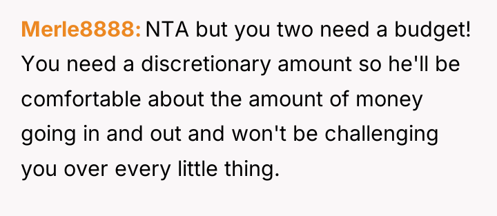 Merle8888 NTA but you two need a budget! You need...