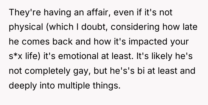 They're having an affair, even if it's not physical (which...