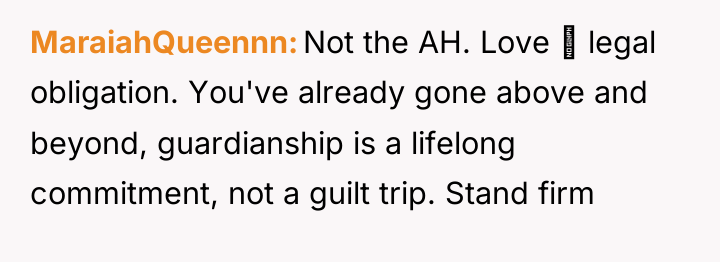MaraiahQueennn Not the AH. Love ≠ legal obligation. You've already...