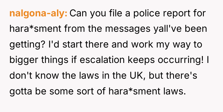 nalgona-aly Can you file a police report for hara*sment from...