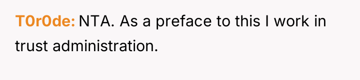 T0r0de NTA. As a preface to this I work in...