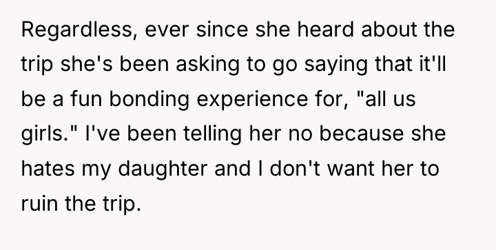 Regardless, ever since she heard about the trip she's been...