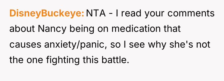 DisneyBuckeye NTA - I read your comments about Nancy being...