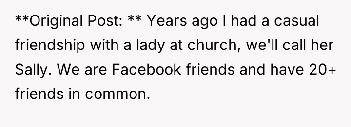 **Original Post: ** Years ago I had a casual friendship...