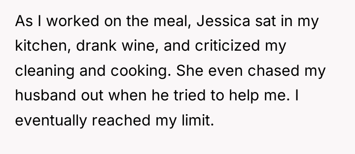 As I worked on the meal, Jessica sat in my...