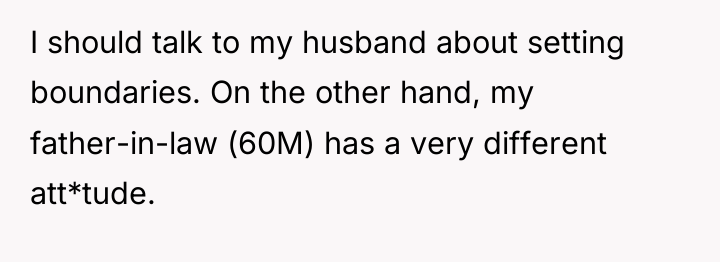I should talk to my husband about setting boundaries. On...