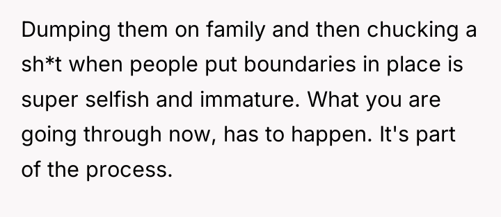 Dumping them on family and then chucking a sh*t when...