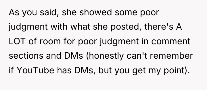 As you said, she showed some poor judgment with what...