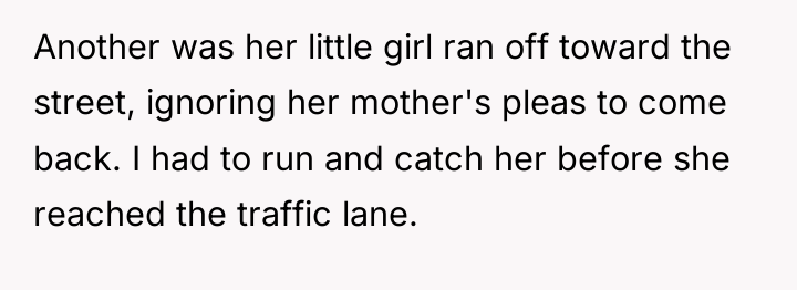 Another was her little girl ran off toward the street,...