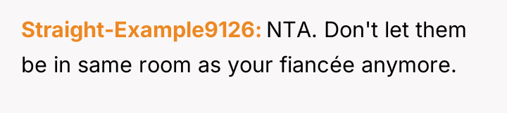 Straight-Example9126 NTA. Don't let them be in same room as...