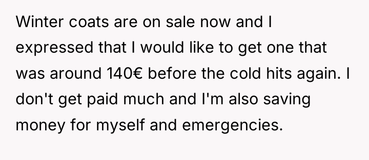 Winter coats are on sale now and I expressed that...