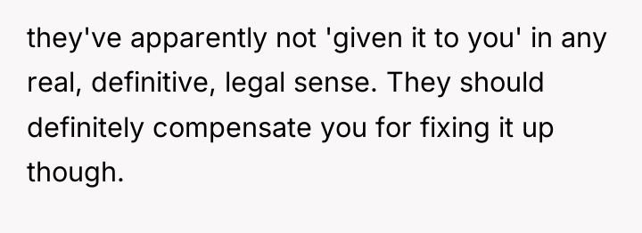 they've apparently not 'given it to you' in any real,...